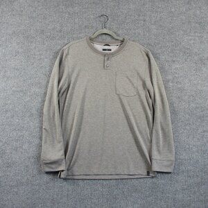 Prana Shirt Mens L Gray Henley Performance Hike Sol Defender UPF Wicking Slim